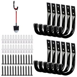 Garage Wall Hooks, Pack of 10 J Hooks, Wall Hooks, Garage Hooks, Wall Mount, Garage Hooks for Hanging Heavy Items, Hooks for Ladders and Heavy Loads (Black, 11.5 cm x 9 cm)