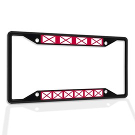 Fastasticdeals Metal Insert License Plate Frame Flag of Alabama Weatherproof Car Accessories Black 4 Holes Solid Insert