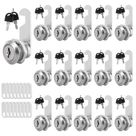 MUXHEL 16PCS Cabinet Lock 20mm Letter Box Lock Security Cam Lock with 32 Keys & 2 Different Lock Plates Security Mailbox Lock for Door Cabinet Mailbox Drawer Wardrobe Locker Post Box Lock