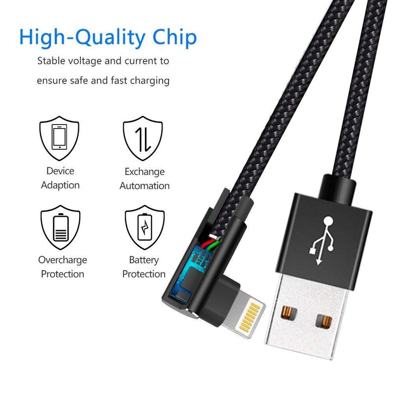 Hi-Mobiler Fast Charging Cable, 3ft Right Angle Cable,3 Pack Nylon