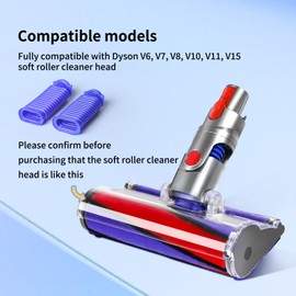 2 Pack Vacuum Lower Duct Hose Kit Compatible with Dyson V6,V7,V8,V10,V11,V15 Soft Roller Cleaner Head,Vacuum Attachment Replacement Parts for Home Cleaning, 1 Set Screwdrivers, 1 Clean Brush