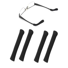 Booge 2 Pair Anti-Slip Soft Knitting Cotton Fabric Eyeglasses Temple Tips Sleeve Retainer, Eyeglasses Ear Cushions, Black, 0.3in x 2.3in