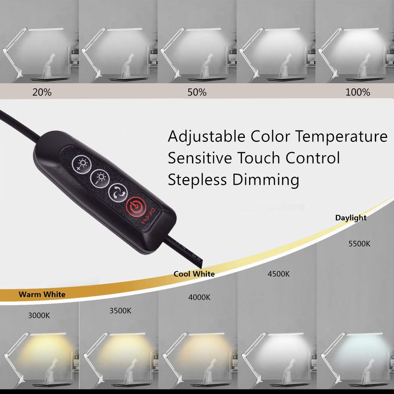 LED Desk Lamp, BZBRLZ Metal Swing Arm Lamp, Eye-Caring Architect