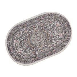 Miniature Rug, 1/12 Colorful Oval Carpet for Dollhouse (B02 Beige)