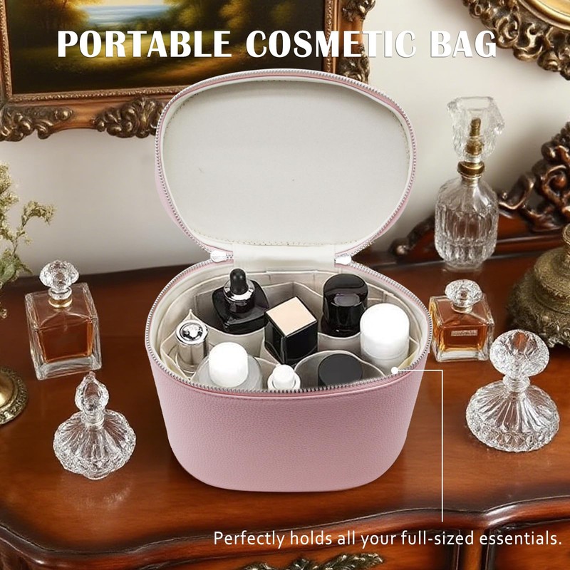 KJMYYXGS Leather Makeup Bag with Dividers Make Up Organizers with