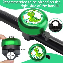 Children's Bicycle Bell, Children's Bell, Children's Bell, Children's Bicycle Bell, Boys Girls Unicorn Dino Fire Brigade Mermaid, Bicycle Accessories Children (Dinosaur)