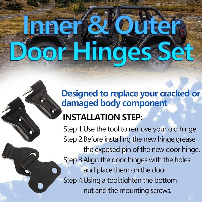for Jeep Door Hinges Wrangler JL Inside and Outside 4