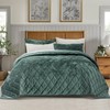 EVERGRACE Luxury Crushed Velvet Quilt Set King Size, Diamond Quilted