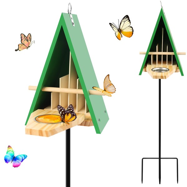 2025 New Butterfly House and Feeder for Outside, Wooden Butterfly