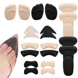 Heel Cushion Pads, Shoe Inserts for Shoes Too Big, 10 Pairs Shoe Fillers Includes Adjustable Toe Pads, Front Insoles and Heel Grips for Daily Wear, Heel Grips for Ladies Shoes