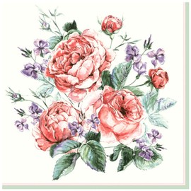 Keep Unique 20-ct 6.5'x6.5' Flowers Paper Luncheon Decoupage Napkins, 3-Ply Servilletas Printed Flower Floral Everyday Napkin for Art, Dinner and Party, Disposable Rose Napkins