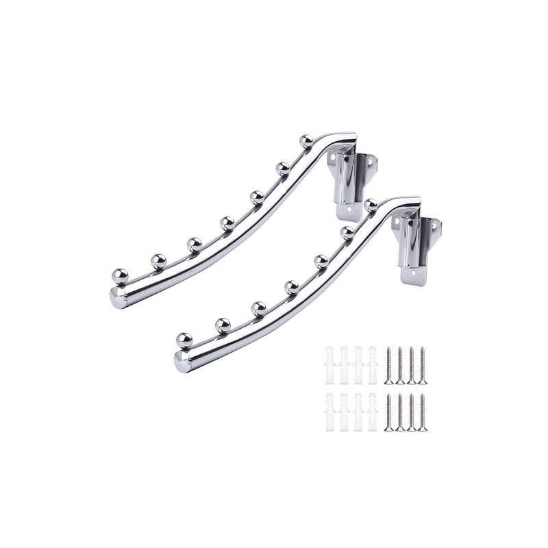 Pack of 2 Wall Clothes Rack, Foldable Stainless Steel, Foldable