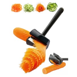Carrot Curler and Peeler, Black Carrot Spiral Shred Slicer Root Vegetables Fruits Slicer Sharpener Garnishing Tool (Plastic)