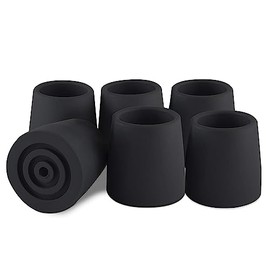 aiGear Anti Skid Rubber Tips Bore Diameter 1.1 inches (28 mm) 6 Pack for Tactical Walking Stick Bottom Non-Slip Black