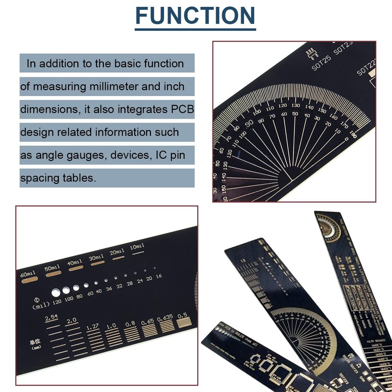 DAOKAI 3PCS PCB Ruler 3Sizes 15/20/25cm 5.9/7.8/9.8in Multifunctional Engineering Ruler