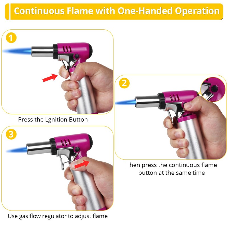 TBTEEK Butane Torch with Fuel Gauge T907, One-hand Operation Kitchen