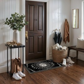 DEQSX Boho Sun and Moon Door Mat 17x30, Witchy Celestial Moon Phase Doormat, Sun Gothic Outdoor Doormat for Front Door, Indoor and Outdoor Entrance