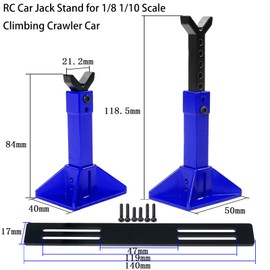 RC Car Jack Stand for 1/8 1/10 Scale Climbing Crawler Car Jack Stand Accessory for Traxxas TRX4 Axial SCX10 RC4WD Tamiya CC01 D90 HPI HSP D110 TF2 Redcat Gen7 Gen8, 2 Pairs Metal Jack Stand(Blue)