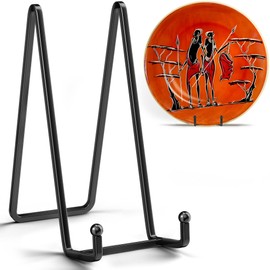 IPAME 10 Inch Large Plate Stands for Display - Metal Plate Holder Display Stand + Small Easels Picture Stand for Book, Platter, Plaque, Photo Frame, Tabletop Art (2 Pack)