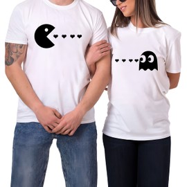 Laval Premium Matching Couples Shirts Pacman His and Her Shirt Set for Men Women T-shirt 11 Women L/Men S White