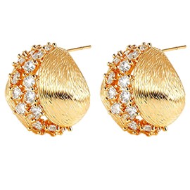 14K Gold Plated Hypoallergenic Stud Earrings for Women, Sparkle Cubic Zirconia, Tarnish Resistant, Push Back, Gift Box Included, for Work Date Daily Wear