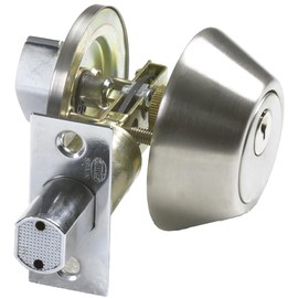 Amig - Rosette Lock with External Key and Internal Locking | Security Bolt with 25 mm Feed | Brass Rosette Diameter 65 mm | Lock Entrance 60/70 mm, Chum Chrome, Brass