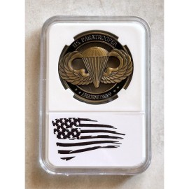 US Army Challenge Coin Airborne Paratrooper Coin Military With Case