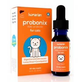 Humarian Probonix Liquid Probiotics for Cats - 8-Strain Cat Probiotic Drops to Fortify Feline Gut Health, Dental Health, Immunity and More - 30-Day Supply - Liver Flavor