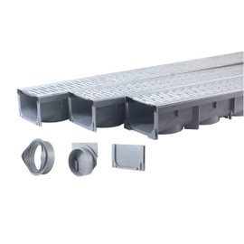 URA WATER Model UA-100 - Drainage Trench Set - Channel Drain With Galvanized Steel Grate - 3 x 39" - (117" Total Length)