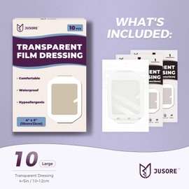 Transparent Film Dressing - Waterproof Bandages, Flexible & Breathable Adhesive Protection for Wound Care, Post Surgical Shower, IV Shield, Tattoo Aftercare Bandage (4" x 5", 10 Pack)