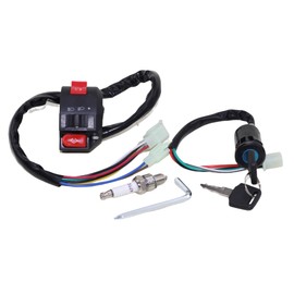 Trkimal Interruptor de encendido de 3 funciones, interruptor de arranque izquierdo + conjunto de bujía para 50 cc 70 cc 90 cc 110 cc 125 cc 150 cc TaoTao SUNL chino ATV Quad 4 ruedas Apollo Dirt Bike Scooter Parts