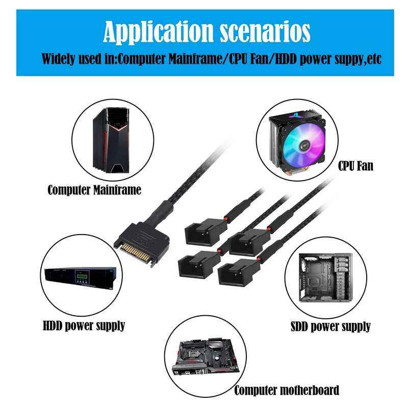 GINTOOYUN 2 Pack SATA to 3 Pin/4 Pin Case Expansion