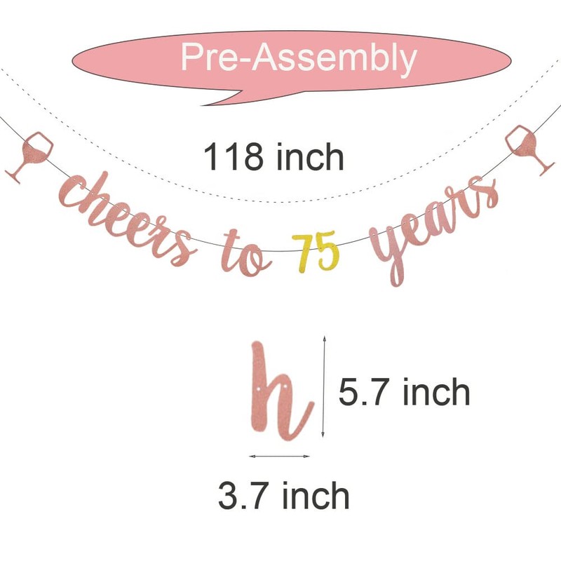 WEIANDBO Cheers to 75 Years Rose Gold Glitter