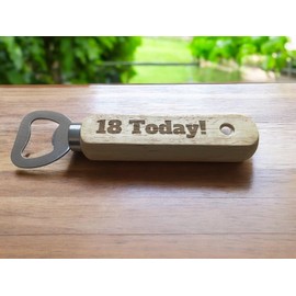 Ashton and Finch 18th Birthday Wooden Bottle Opener – Engraved 18 Today Gift for Him or Her