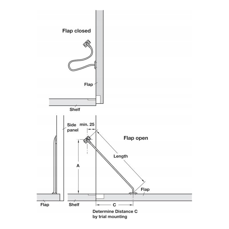 Hafele Opening limiter for furniture doors, cabinet door, door opening
