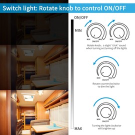 VIPMOON DC 12V Dimmer Switch 0% —100% Dimming Metal Aluminum PWM Dimmer for Campervan Car Boat Truck Trailer Caravans, No Noise No Flicker 12V Dimmable LED Single color Strip Light Rotary Knob