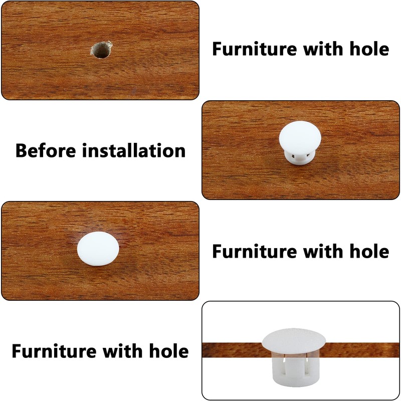 Cjueiom 60pcs 8mm / 5/16" Hole Plugs White Plastic Hole