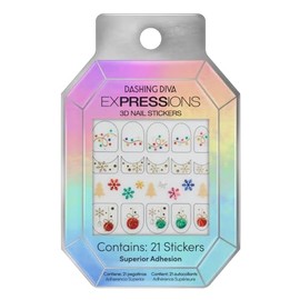 Dashing Diva Expressions 3D Nail Stickers - Holiday Extravaganza | Easy Application | Long-Lasting & Durable | Perfect for DIY Nail Art | Salon-Quality Results at Home