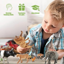 Pluvyze 21 Stück Tiere Figuren Tierfiguren Set Tiere Spielzeug Waldtiere Figuren Bauernhoftiere