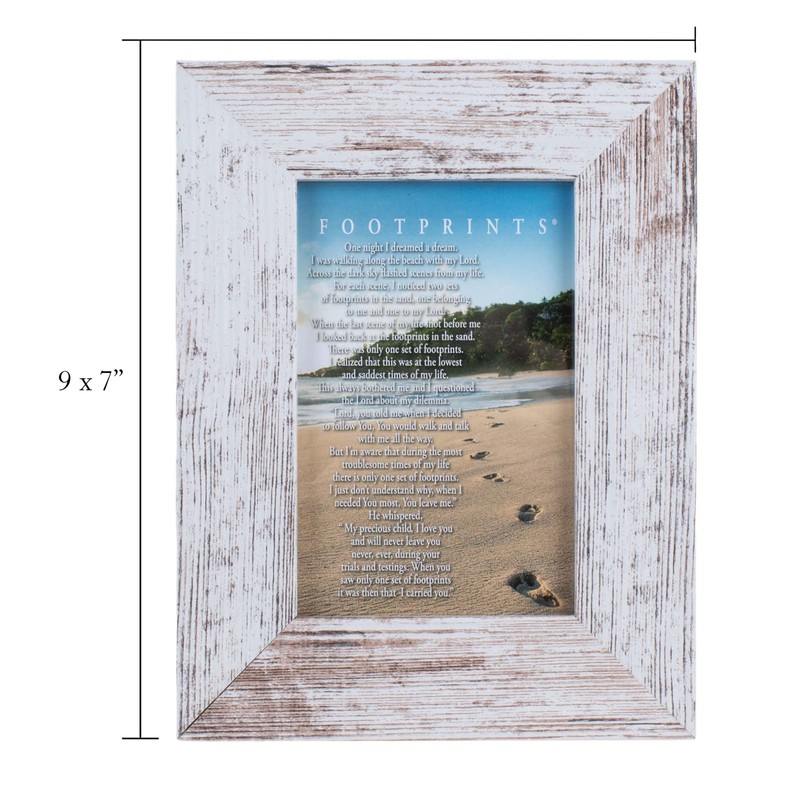 Dicksons Footprints Distressed White 9 x 7 Inch Wood Wall