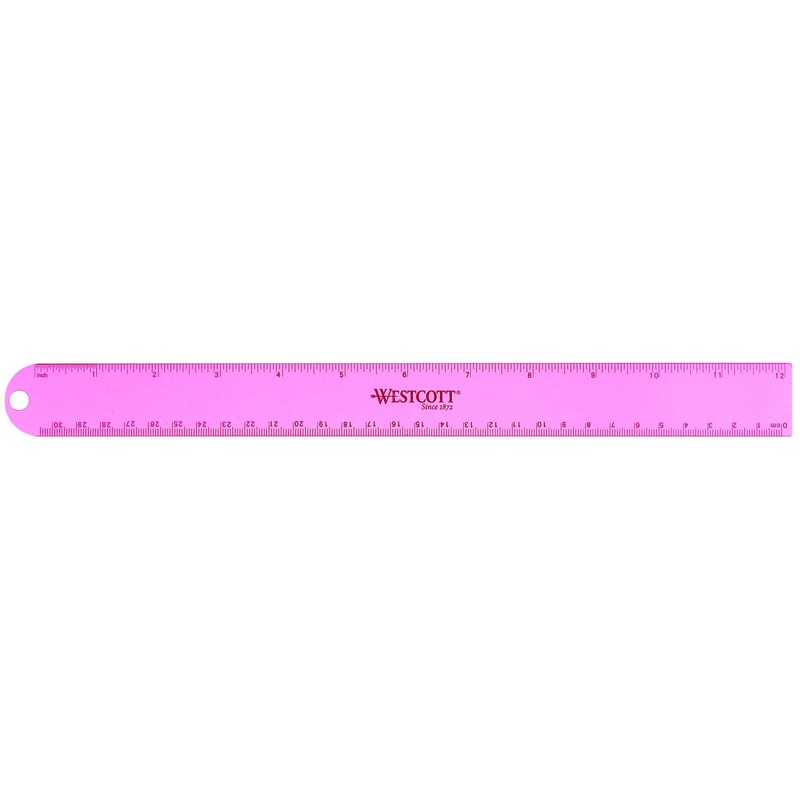 Westcott Anodized Aluminum Ruler, 12", Color Varies (14174)