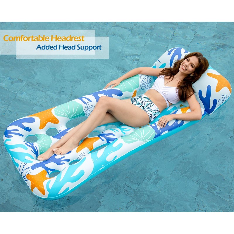 Jasonwell Inflatable Pool Float Lounge - 2 Pack Floaties Rafts
