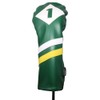 Majek Retro Golf Headcovers Green White and Yellow Vintage Leather