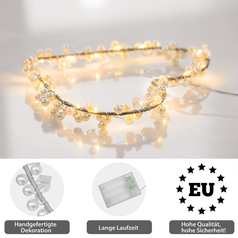 CozyHome 20 LED Heart Light Wreath with Plug - Warm