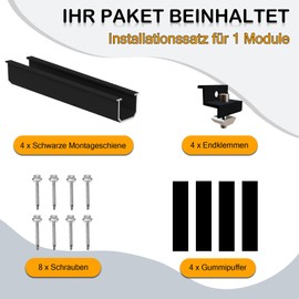 Sorlpv Solar Panel Mount for 1 x Module, PV Mounting Kit - 12 cm Black Rail + Adjustable Clamp for 30-35 mm Thick Modules, Aluminium Solar Panel Holder, Flat Roof, Trapezoidal Sheet Metal Roof
