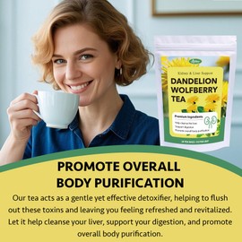 Auranic 20 Count Natural Blend Dandelion Root Wolfberry Tea, Kidneys & Liver Detox Supports, Chinese Herbal Health Tea with Cassia seed Chrysanthemum Burdock Orange Peel Jasmine Honeysuckle Gardenia