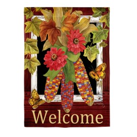 Evergreen Flag Fall Corn Garden Flag, Welcome Fall Garden Flags 12x18 Double Sided, Small Garden Flags for Outside, Fall Decorations for Home, Porch, Yard