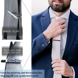 Unique Tie Clip For Men Set White Blue Red Tie Bars,Novelty Tie Clip Vine Pattern,Suitable For Wedding Valentine's Day Anniversary And Father's Day As a Gift