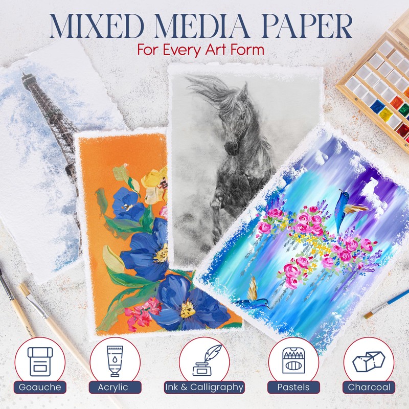 Thick Handmade A5 Size Watercolor Paper with Deckle Edge -