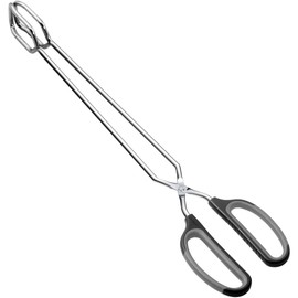 HINMAY Scissor Tongs 16-Inch Extra Long Stainless Steel Barbecue Grilling Tongs (Black Handle)
